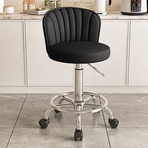 Tabouret de Salon de Coiffure et Esthétique avec Dossier, Chaise de Barbier Réglable en Hauteur et Pivotante sur Roulettes pour Salon de Manucure et Esthétique - Product Image 3