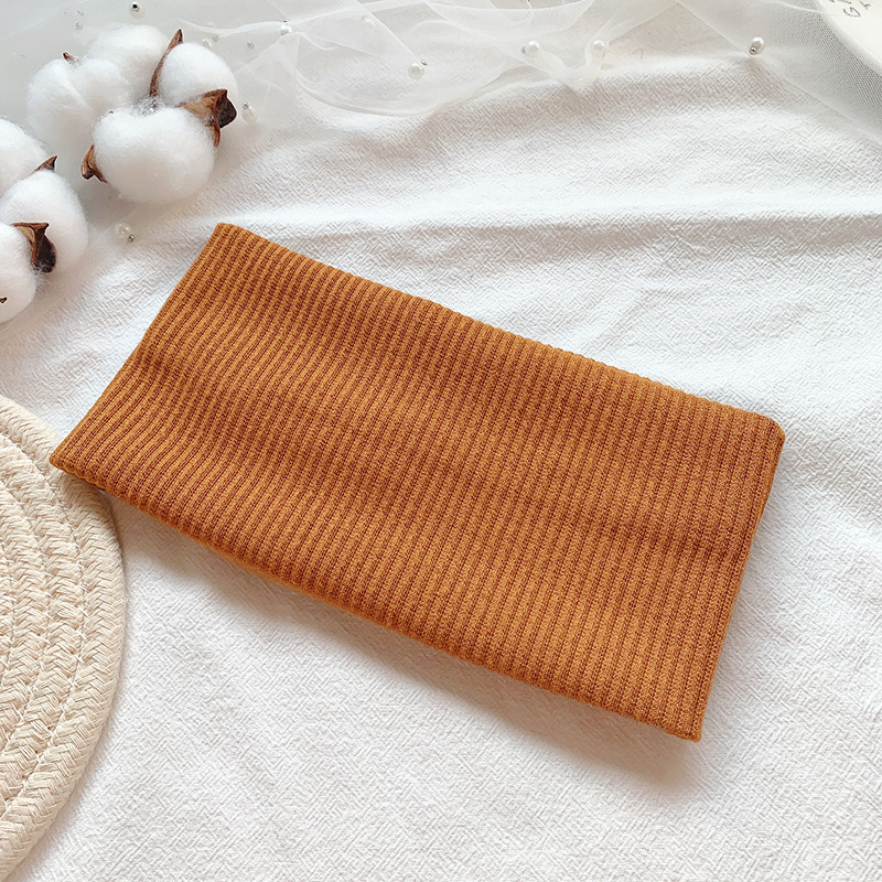Bandeau de sport tricoté rayé - caramel - 9 cm de large