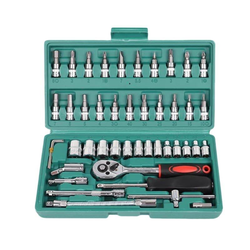 Jeu De Douilles 1/4 De Pouce 46 Pièces - Cliquet, Embouts, Clés, Pour Réparation Auto Et Bricolage