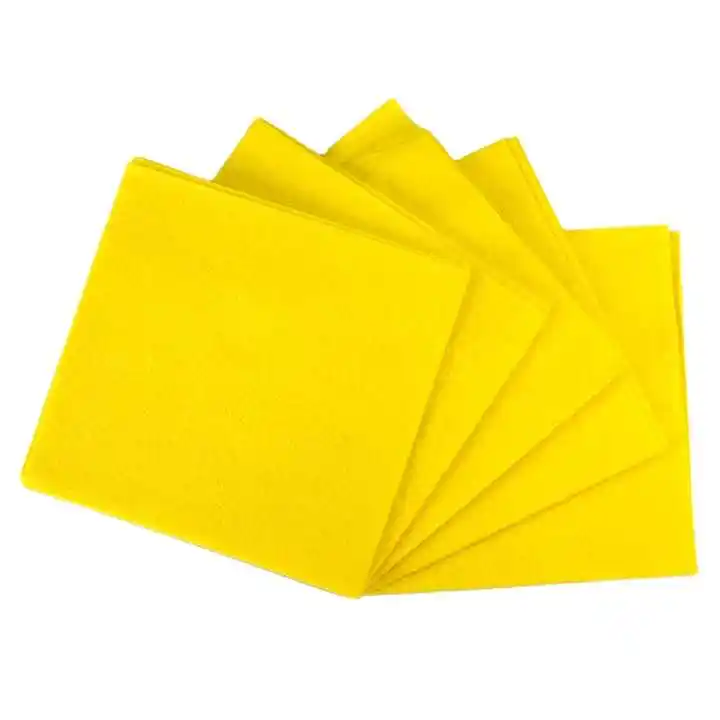 Viscose / polyester yellow color non woven cloth super absorbent cleaning cloth