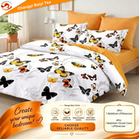Parure de lit moderne en microfibre tissée à motif floral géométrique, 4 pièces, drap et housse de couette, taille personnalisée, logo, vente en gros