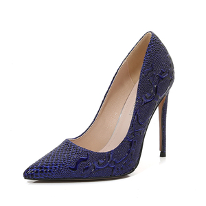 Zapatos de piel de serpiente con tacón superalto para discoteca, calzado sexy de estilo europeo y americano, con relieve y boca poco profunda, talla grande - Product Image 2