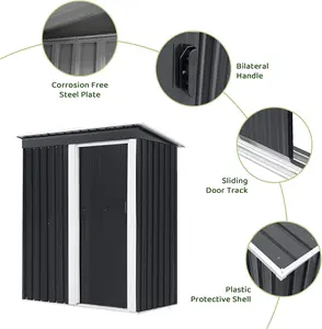 <span class=keywords><strong>Abri</strong></span> de <span class=keywords><strong>jardin</strong></span> portable en acier galvanisé robuste et imperméable de 6 pi x 5 pi avec porte coulissante simple et verrouillable pour l'extérieur - Product Image 3