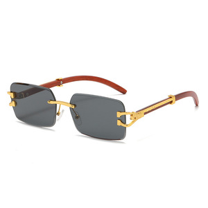Frameless Sunglasses <b>Square</b> <b>Gold</b> <b>Frame</b> UV400 Light Weight Men's Sunshades Class 2 Plastic And Metal Lens Ac - Product Image 5