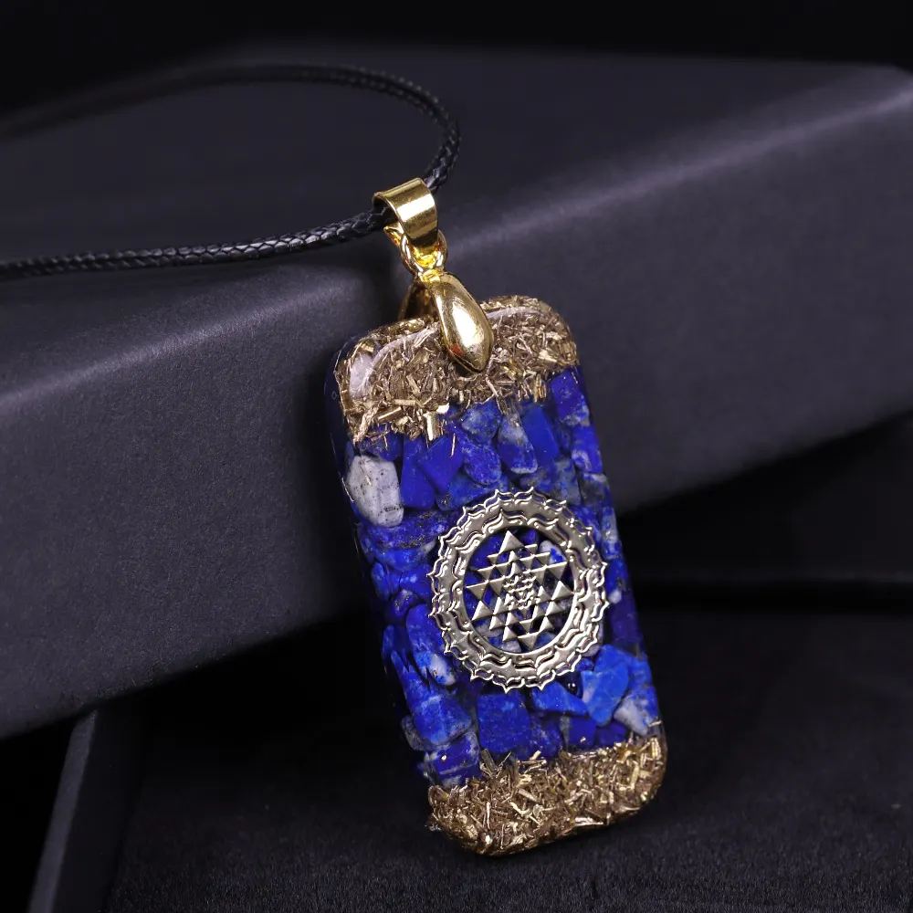 Lapis Lazuli Naturale Collana di Energia Misterioso Resina Chakra Reiki Pietra di Crescita di Affari Amuleto Orgone Pendente di Energia