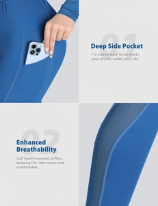 Pantaloni da Equitazione in Silicone a Vita Alta, Skinny Fit con Chiusura a Bottoni per <span class=keywords><strong>Cavallo</strong></span> - Product Image 3