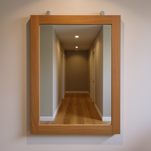 Espejo de pared de teca maciza de 19.7x27.6 pulgadas, rectangular, con marco rústico, espejo decorativo de madera para diseño de interiores del hogar. - Product Image 2