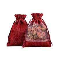 Sacs en toile de jute avec cordon de serrage, sacs cadeaux en organza de toile de jute, pochettes en lin transparent pour friandises, idéales pour les faveurs de mariage, de fête ou d'anniversaire