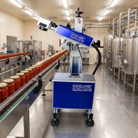 Machine de marquage laser en ligne JPT MOPA 60W pour la date de péremption, le codage par lots sur bouteilles, métaux et couvercles en aluminium, avec laser à fibre volante