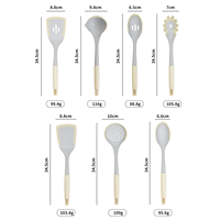 Ensemble de 7 ustensiles de cuisine en nylon et silicone, spatule, cuillère, accessoires de cuisine, outils de cuisson
