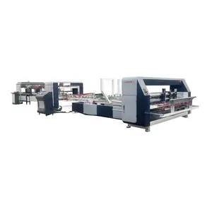 Automatic Corrugated Carton Box Stapler Gluer With Strapping Stitching And Gluing Machine For Box Making