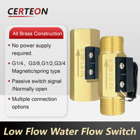Low Flow Water Flow Meter Sensor Liquid Flow Meter Magnetic Brass Flow Switch Normally Open 1.5-3L/min G3/4 G1/2 G3/8 G1/4