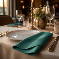 Serviettes de table en satin 100% coton, bordure satinée, 20"*20", lavables en machine, broderie personnalisée, pour hôtel, mariage, vente en gros