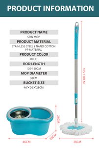 Sử Dụng Nhà 360 ° Quay Khô Lao Động Tiết Kiệm Tay Báo Chí Lau Khô Xô Với Cực Thép Để Làm Sạch - Product Image 2