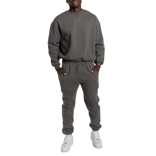 Men sportswear fitness sweatsuits cotton grey hoodies with joggers sports sets