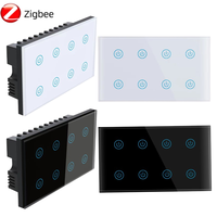 Interrupteur mural intelligent Tuya ZigBee 8 voies, interrupteur tactile, commande vocale, Smartlife avec statistiques de consommation d'énergie et verrouillage enfant
