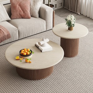 Mesa de Centro de Diseño en Piedra Pizarra para Sala de Estar, Apartamento Pequeño, Estilo Moderno y Sencillo, B&B, Wabi-sabi, con Almacenamiento, Ecológica - Product Image 4