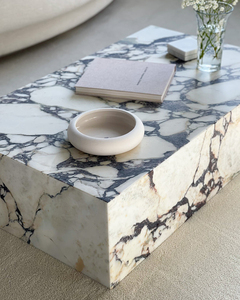 Bàn cạnh sang trọng bằng đá cẩm thạch Calacatta màu tím Bulgaris, kích thước 100*60*30 CM, kiểu dáng khối lập phương, bàn trà bằng đá cẩm thạch Calacatta Viola - Product Image 4