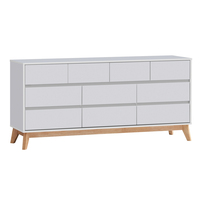 Usine directe milieu du siècle moderne en bois blanc large commode à 10 tiroirs