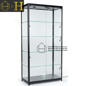 Vitrina de Vidrio Templado con Visión Completa y Pantalla LED, 2 Puertas con Cerradura, Exhibidor de Vidrio Transparente - Product Image 3