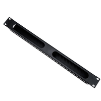 1U 19in pengatur kabel Horizontal, rak dudukan saluran jari 25 Slot, pengatur kawat logam untuk kabinet Server jaringan (hitam)