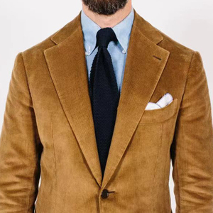 Costumes 2 pièces en velours côtelé marron à simple boutonnage pour hommes - Product Image 2