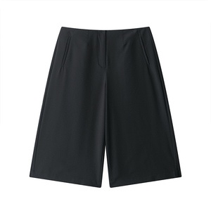 ZATRHMBM 2025 printemps/automne nouvelles femmes mode couleur unie Shorts longs rétro taille haute décontracté femmes Shorts - Product Image 1