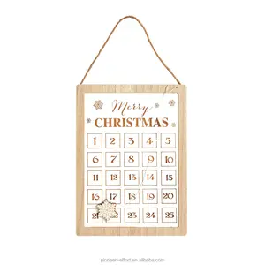 38*28cm Double Use Christmas Countdown Calendar Decorations Wooden Advent Calender with Black Polished Letter Board