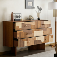 Commode à 6 tiroirs en bois massif de style mid-century, armoire de rangement murale de style artistique original pour salon