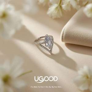 แหวนอัลลอยด์ประดับพลอยทรงมาร์คีส์ ดีไซน์เรขาคณิต ชุบทอง 18K สำหรับผู้หญิง สวมใส่ได้ในโอกาสสบายๆ - Product Image 4