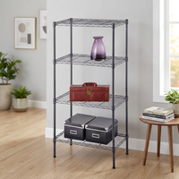 Étagère d'angle en fil métallique à 4 niveaux, largeur 23,6 pouces, hauteur 47 pouces, pour salon