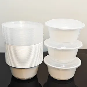 24oz 30oz 37oz 44oz trắng đen Vòng PP nhựa lấy đi thực phẩm container dùng một lần đóng gói Hộp trong màu đen cho người lớn với nắp