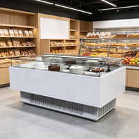 Vitrine à pâtisserie en verre trempé sur mesure OEM avec étagères réglables pour supermarché, pâtisserie, sushis, boutique de détail