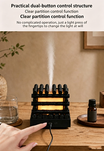 Diffuseur d'arômes en bois OEM, humidificateur ultrasonique à brume froide, diffuseur d'huiles essentielles, humidificateur d'air de bureau en bois rustique style cabane - Product Image 5
