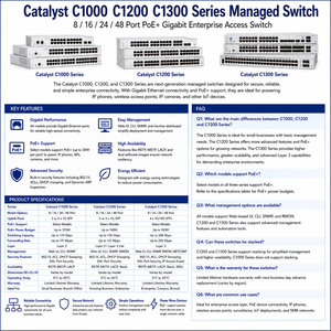 Commutateur géré Catalyst <span class=keywords><strong>C1000</strong></span> C1200 C1300 Series 8 16 24 48 ports PoE+ Gigabit, Commutateur d'accès d'entreprise 2G <span class=keywords><strong>4G</strong></span> SFP 4x10G SFP+ - Product Image 1
