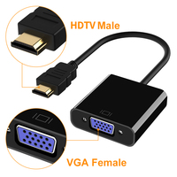 Convertisseur HDTV vers VGA avec prise audio 3,5 mm et câble d'alimentation micro USB, adaptateur vidéo 1080P pour ordinateur portable, PC, boîtier TV, moniteur, projecteur