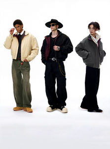 Blouson aviateur à col montant, nouvelle collection hiver 2026, coupe déstructurée, veste en coton à col montant - Product Image 3