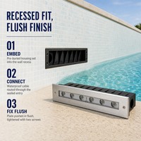 Recessed Linear Light 316 Stainless Steel Pool Lamp Underwater Pool Lights RGB Color-Changing IP68 DC24V 6W 12W 18W