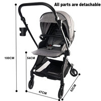 Poussette bébé en aluminium CE Factory, pliage à une touche, portable pour les voyages, capote panoramique, poignée réversible, 360° °   Roues antichoc