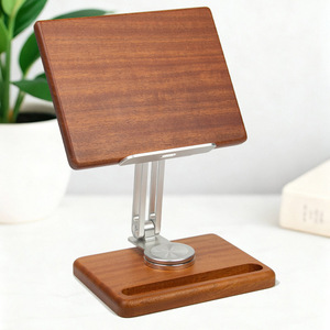 Support pour ordinateur portable et téléphone en bois massif, support pliable haut de gamme pour ordinateur portable avec fonction de levage réglable, support de lecture pour livres électroniques - Product Image 2
