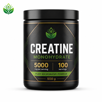 Créatine monohydrate micronisée pure en poudre, 5000 mg par portion, 100 portions, complément post-entraînement pour la force musculaire et l'endurance, 500 g