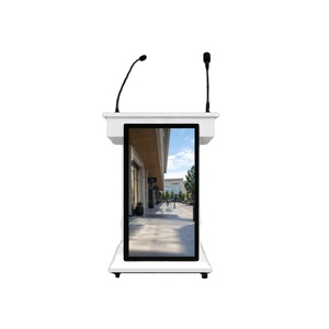 Pupitre numérique multimédia personnalisé avec écran vidéo frontal et écran tactile supérieur en option pour présentations d'informations - Product Image 1