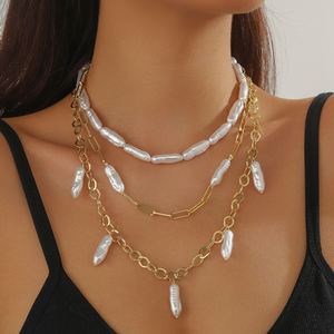 Collier élégant à plusieurs rangs en perles baroques pour femmes, bijou de luxe pour les mariages et les fêtes - Product Image 1
