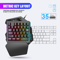 Ensemble clavier et souris à une main, convertisseur de jeu, mini clavier de jeu à une main, filaire USB, 35 touches pour téléphone et ordinateur