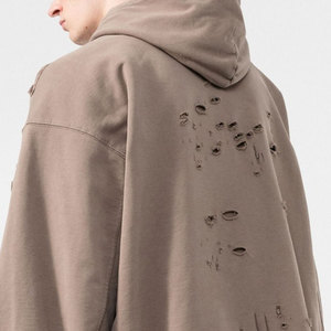 Sudadera con capucha informal de invierno para hombre, lisa, desgastada, al por mayor, personalizada, con lavado ácido - Product Image 5