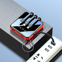Batterie Li-Polymère 10000mAh avec câbles intégrés, charge rapide 10W, banque d'alimentation portable universelle avec lumière LED, Type-C Android