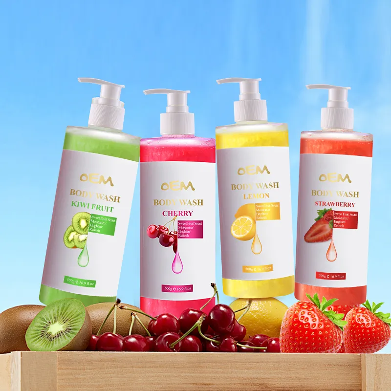 Commercio all'ingrosso Bodywash Body Care Herbal Organic Kiwi Lemon Strawberry Body Wash Gel doccia idratante