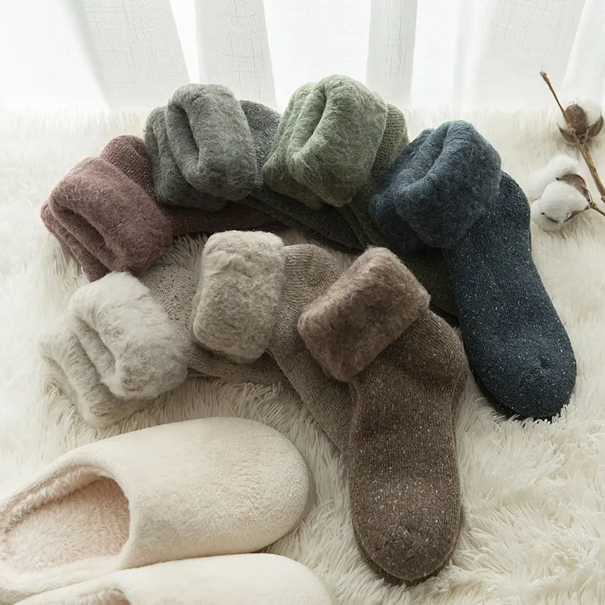 Chaussettes d'hiver en laine Marino pour femmes, tricotées, personnalisées, de qualité, épaisses et chaudes