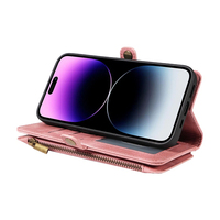 Étui portefeuille en cuir PU pour iPhone 13 Pro Max, 9 emplacements pour cartes + poche zippée pour pièces de monnaie, béquille, blocage RFID, 360° °   Protection