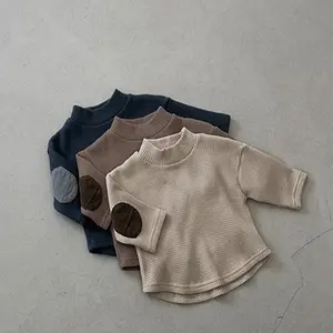 Autumn and winter 2022 baby clothes cotton kid waffle T-shirt comfortable baby long sleeve top